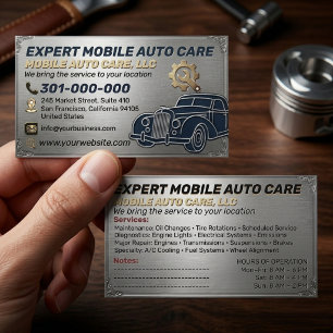 Auto Repair & Car AC Specialist Metal Aluminum  Bu Business Card