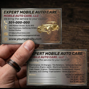 Auto Repair & Car AC Specialist Metal Aluminum  Business Card