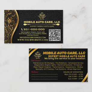 Auto Repair & Car AC Specialist Metal Gold & Black Business Card