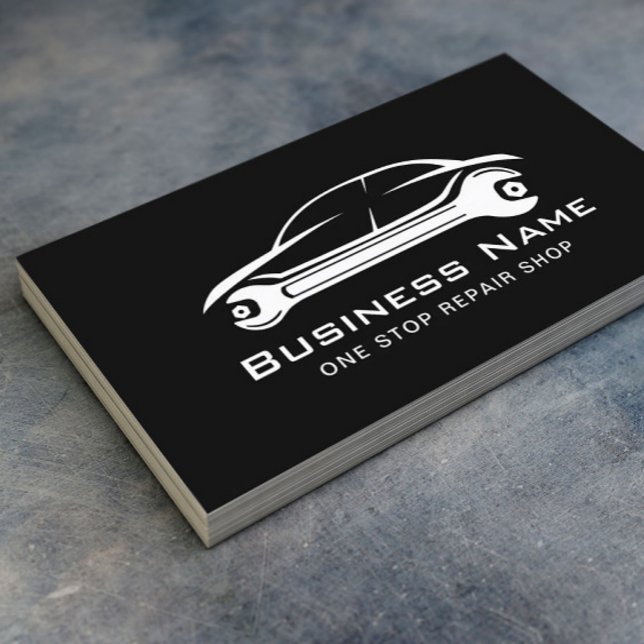 Auto Repair Car & Wrench Logo Automotive Mechanic Business Card (Creator Uploaded)