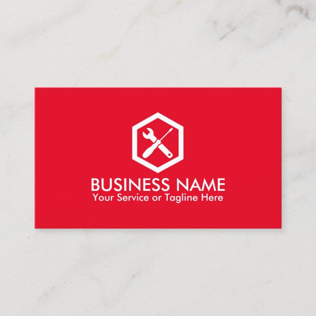 Auto Repair Handyman Maintenance Service Plain Red Business Card (Front)
