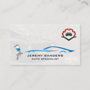 Auto Repair Logo   Car Wrench Icon   Spray Paint Business Card