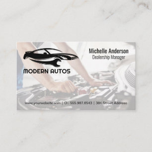 Auto Repair Logo   Mechanic Working on Car Business Card