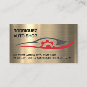 Auto Repair Logo   Metallic Background Business Card