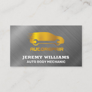 Auto Repair Logo Metallic Business Card