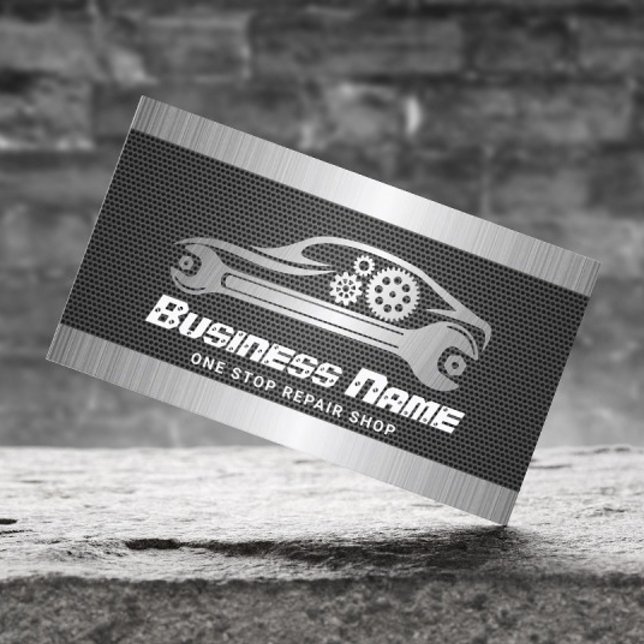 Auto Repair Metal Car Wrench Professional Mechanic Business Card (Creator Uploaded)