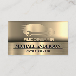 Auto Repair Metallic Background Business Card