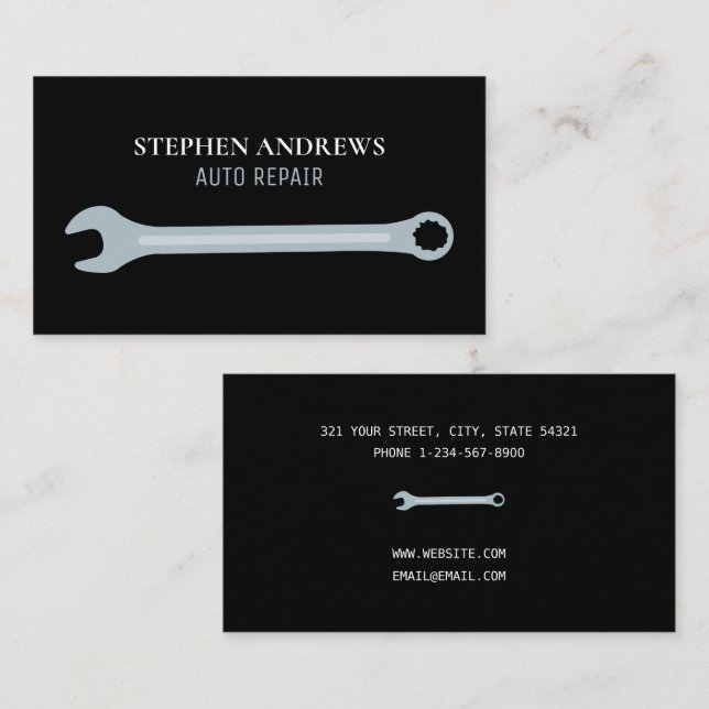 Auto Repair Professional Automotive Mechanic Business Card (Front/Back)