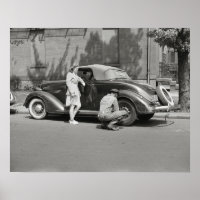 Auto Repair Service, 1942. Vintage Photo