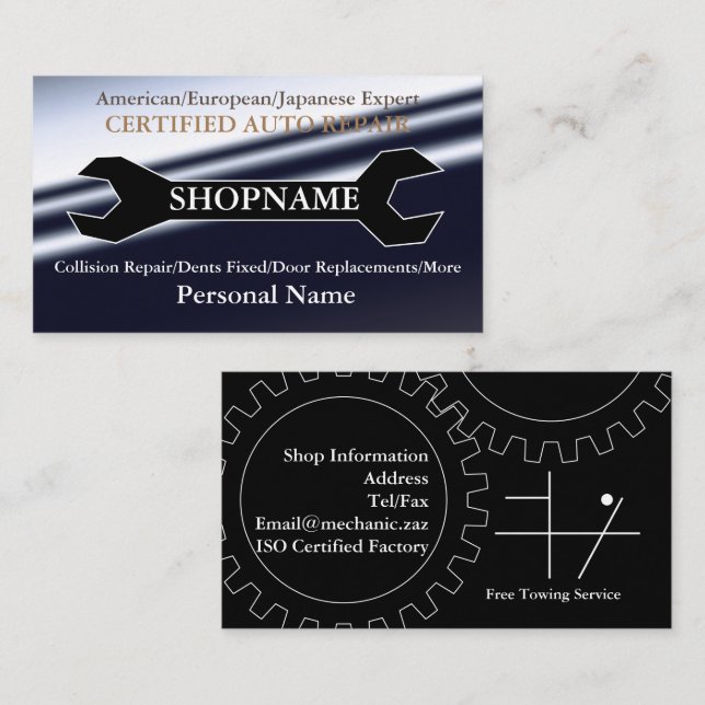 Auto Repair Shop Business Card (Front/Back)