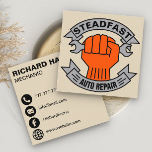 Auto Repair Shop Car Service Mechanic Square Business Card