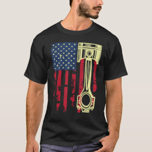 Auto Repairman Car Mechanic Tools Piston USA Flag T-Shirt
