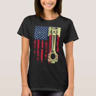 Auto Repairman Car Mechanic Tools Piston USA Flag T-Shirt