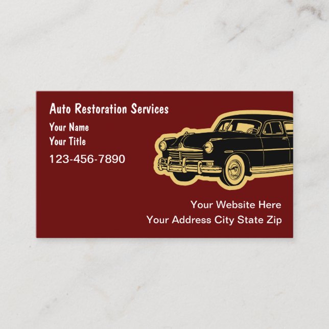 Auto Restoration Business Cards (Front)