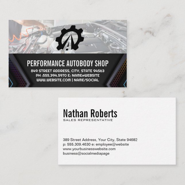 Auto Road Service Logo | Mechanic Garage Business Card (Front/Back)