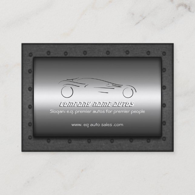 Auto Sales, Brushed Purple Chrome - Sportscar Business Card (Front)