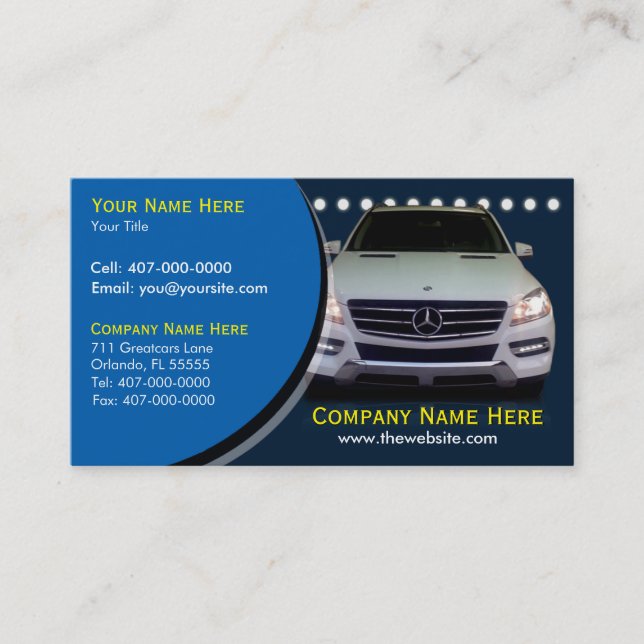 Auto Sales - Car Dealership Business Card (Front)
