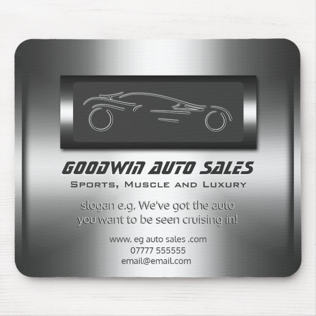 Auto Sales - faux metal, silver auto Showroom Mouse Mat (Front)