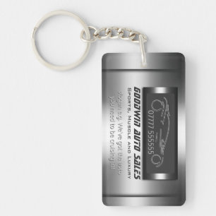 Auto Sales Giveaway - faux metal, silver auto Key Ring