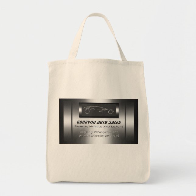 Auto Sales giveaway - faux metal, silver auto Tote Bag (Front)