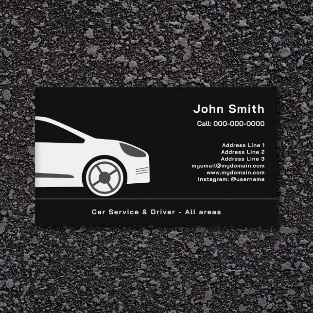 Auto Sales or Car Driver Black Business Card (Auto Sales or Car Driver Black Business Card)
