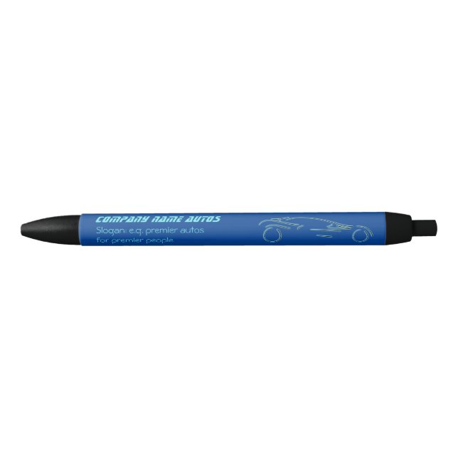 Auto Sales Showroom - Electric Blue Sportscar Black Ink Pen (Front)
