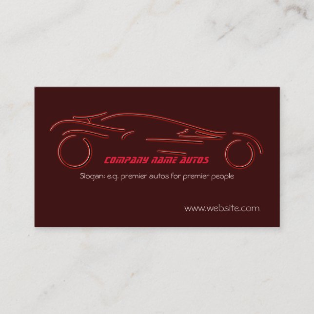 Auto Sales Sports car on luxury red Business Card (Front)