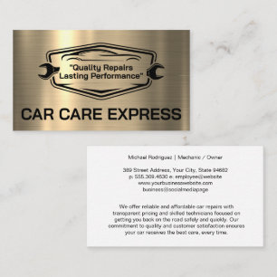 Auto Service Badge   Gold Metallic Style Business Card