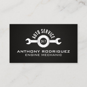 Auto Service Wrenches Logo   Carbon Fibre Business Card