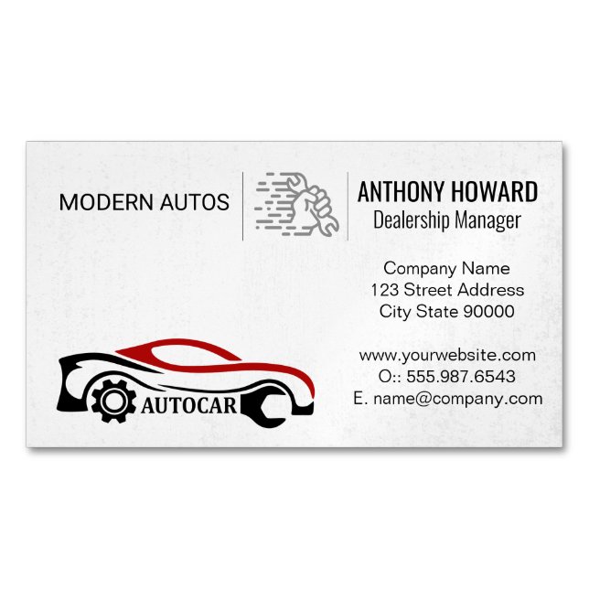 Auto Services | Car Dealership | Car Parts Magnetic Business Card (Front)