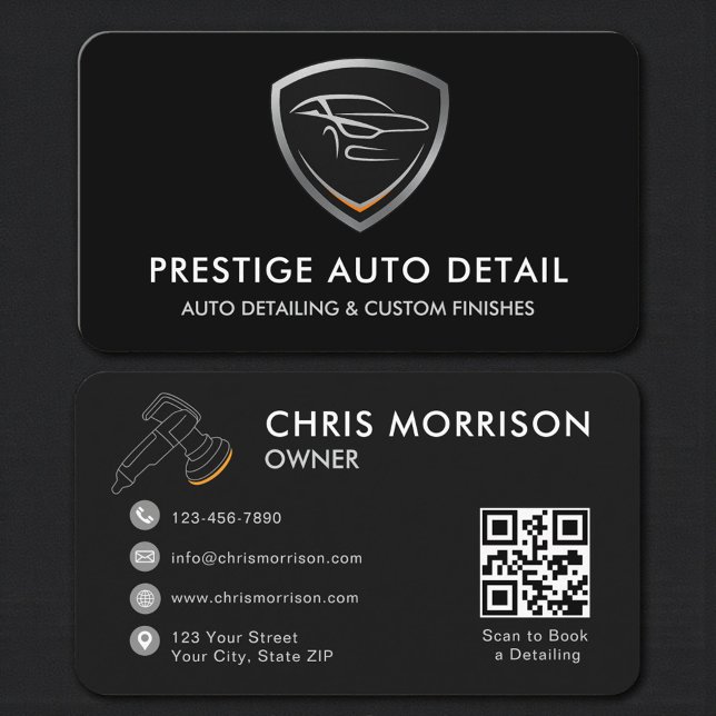 Auto Spa Car Detailing Cleaning QR Code Business Card (Creator Uploaded)