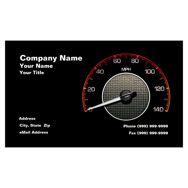 Auto Speedometer Against Black Background Business Card (Creator Uploaded)