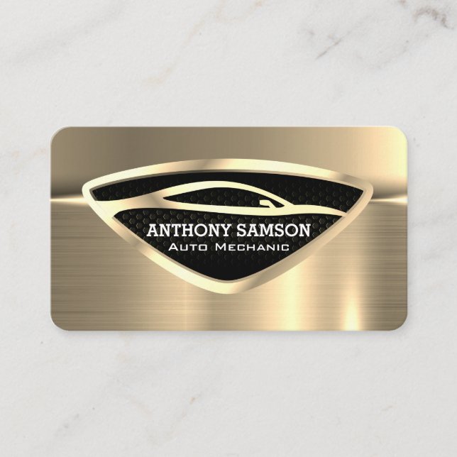 Auto Sports Car Metallic Gold  Business Card (Front)