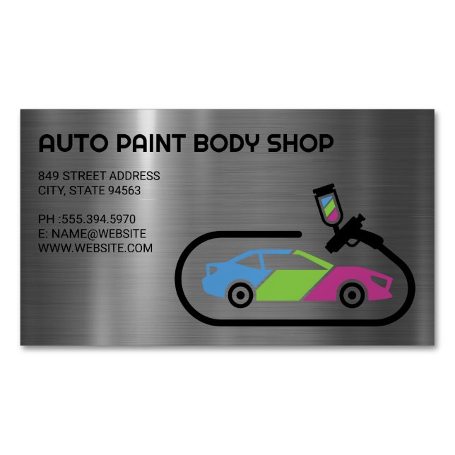 Auto Support | Car Paint Jobs Magnetic Business Card (Front)