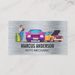 Auto Technician Working on Cars Business Card