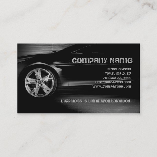 Auto Tire Service Black Metal Automotive Card (Front)