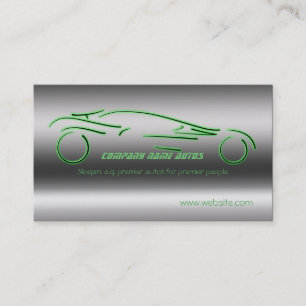 Auto trade Car - Green Sportscar on steel-effect Business Card