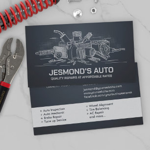 Auto Vehicle Repair - Mechanic Business Card