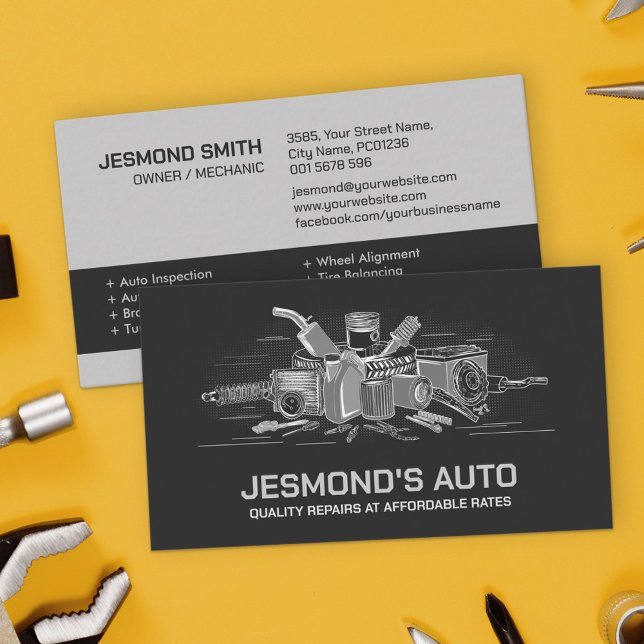 Auto Vehicle Repair - Mechanic  Business Card (Creator Uploaded)