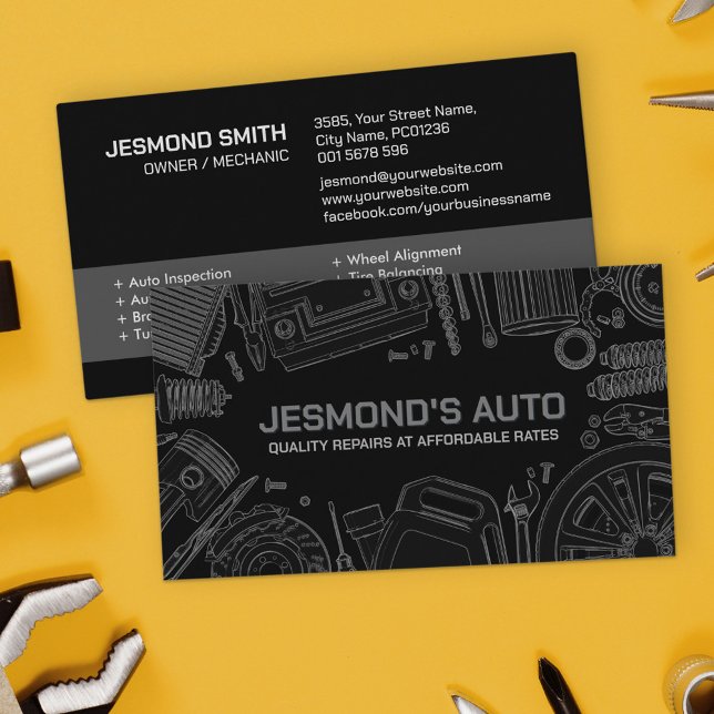 Auto Vehicle Repair - Mechanic  Business Card (Creator Uploaded)