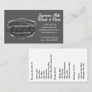Auto Wash Detailing   Cleaning Service Business Card