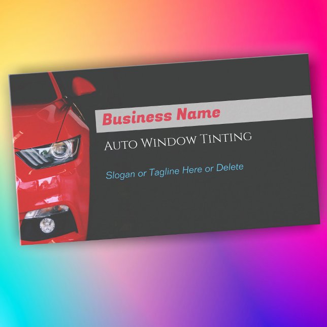 Auto Window Tinting, Red Sports Car, QR Code Business Card (Creator Uploaded)
