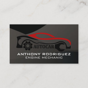 Auto Wrench Car   Black Gloss Style Business Card