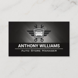 Auto Wrenches Logo Metallic Carbon Fibre Business Card