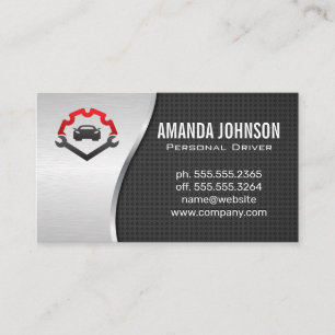 Auto Wrenches Mechanic Logo   Metallic Business Card