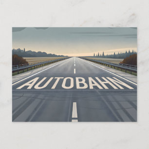 Autobahn Infinite Road Perspective Art Holiday Postcard