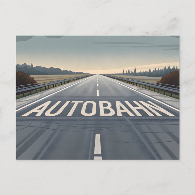 Autobahn Infinite Road Perspective Art Postcard (Front)