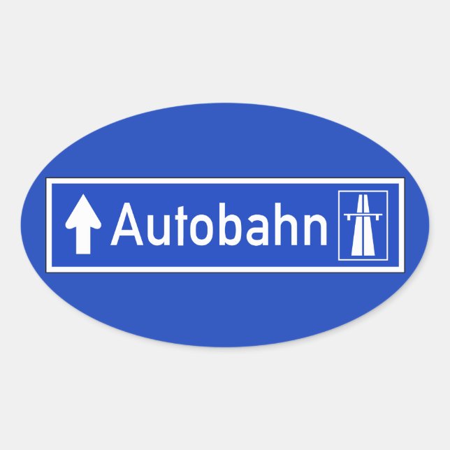 Autobahn, Traffic Sign, Germany Oval Sticker (Front)