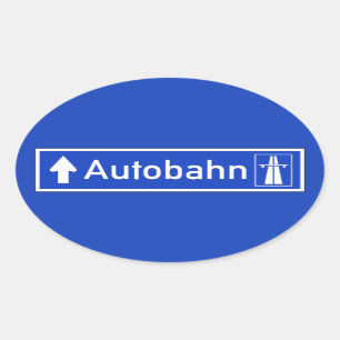 Autobahn, Traffic Sign, Germany Oval Sticker