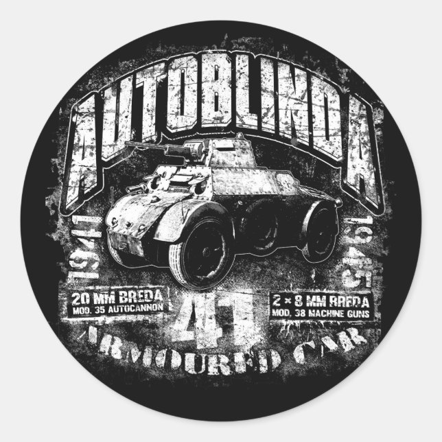 Autoblinda 41 Classic Round Sticker Sticker (Front)